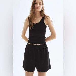 NWT H&M Linen-Blend Shorts In Black Size XS